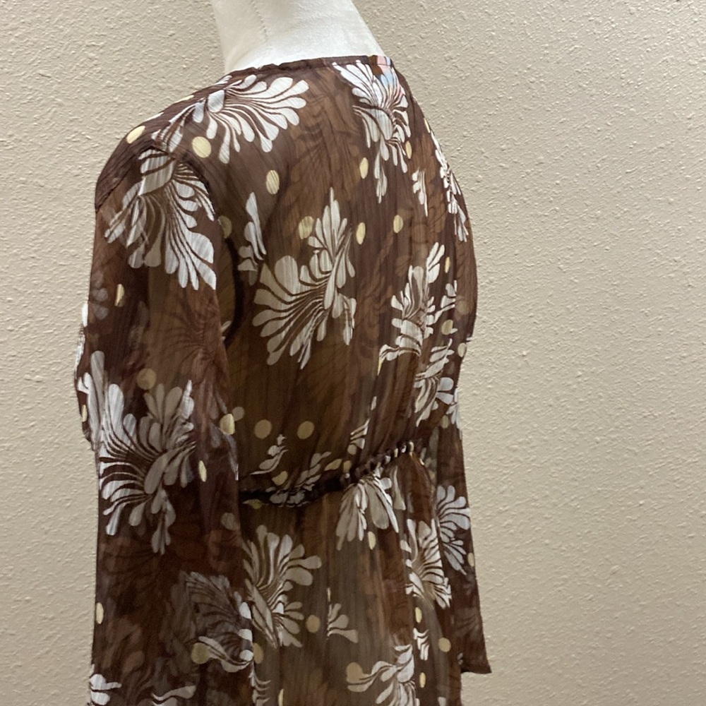 Sheer brown and beige bathing suit cover up. - Picture 4 of 5